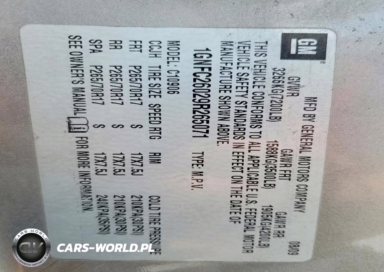 2009 Chevrolet Suburban C1500 Lt VIN:1GNFC26029R265071 - 14