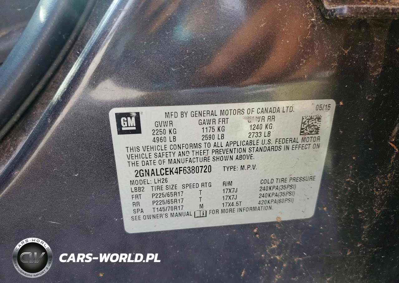 2015 Chevrolet Equinox Lt VIN:2GNALCEK4F6380720 - 13