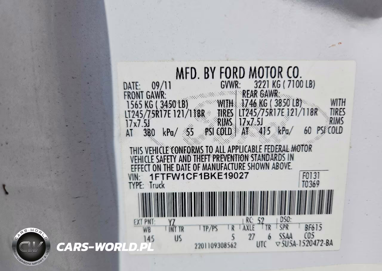 2011 Ford F150 Supercrew VIN:1FTFW1CF1BKE19027 - 12