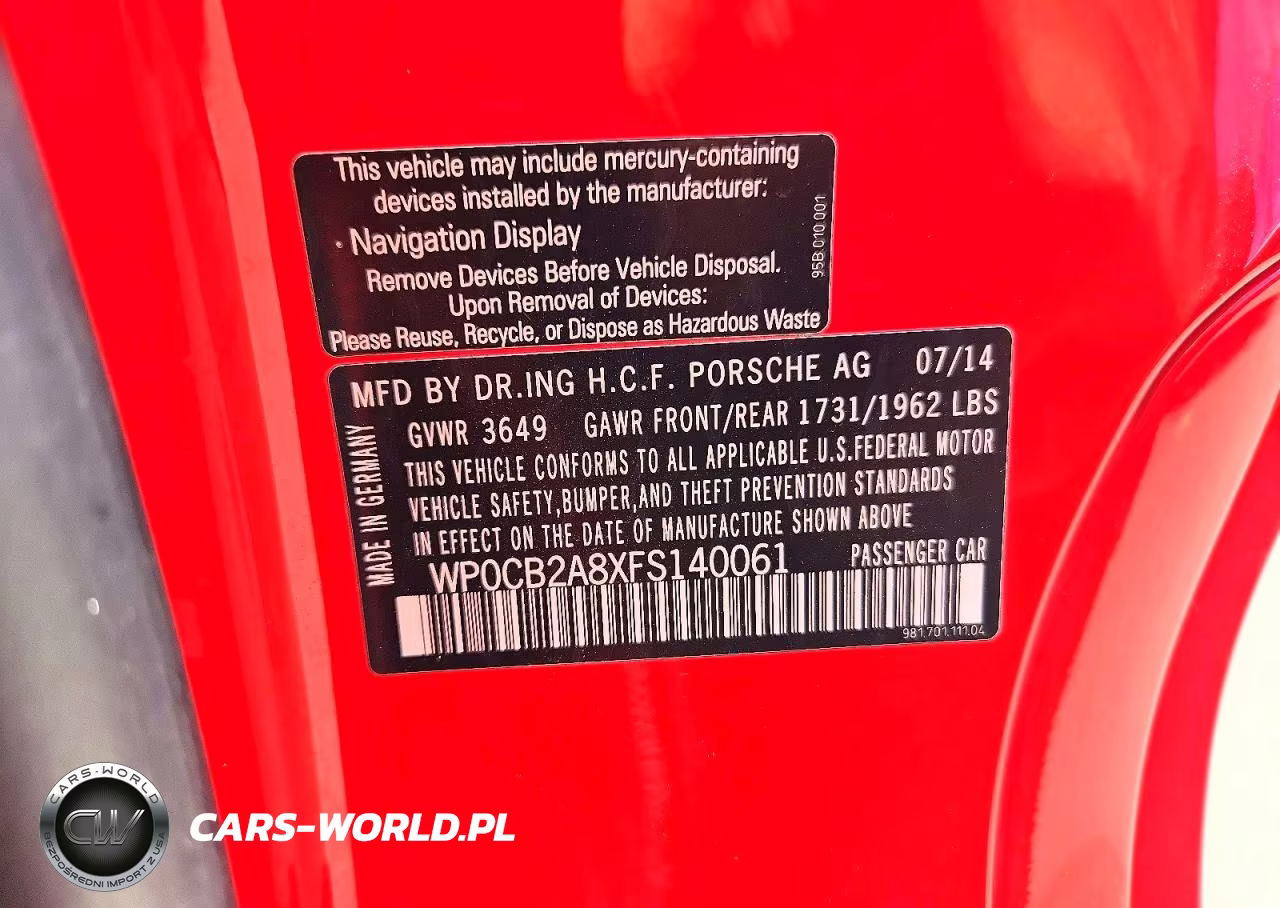 2015 Porsche Boxster S VIN:WP0CB2A8XFS140061 - 13