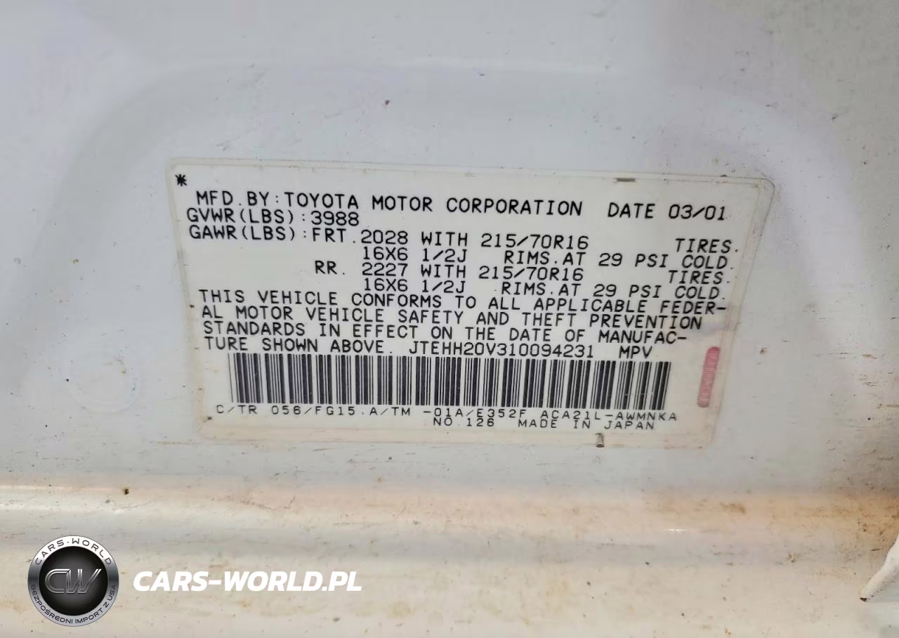 2001 Toyota Rav4 Base VIN:JTEHH20V310094231 - 14