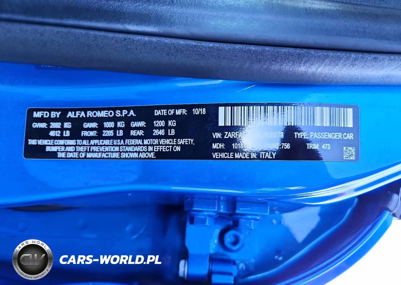 2019 Alfa Romeo Giulia Ti VIN:ZARFAMBN8K7606878 - 13