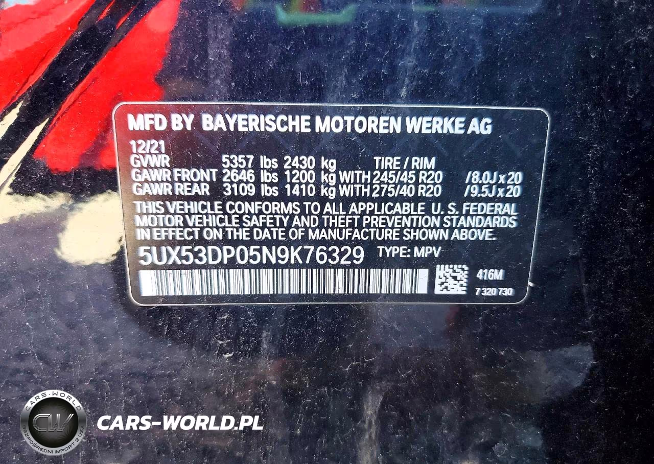 2022 BMW X3 xDrive30I VIN:5UX53DP05N9K76329 - 13