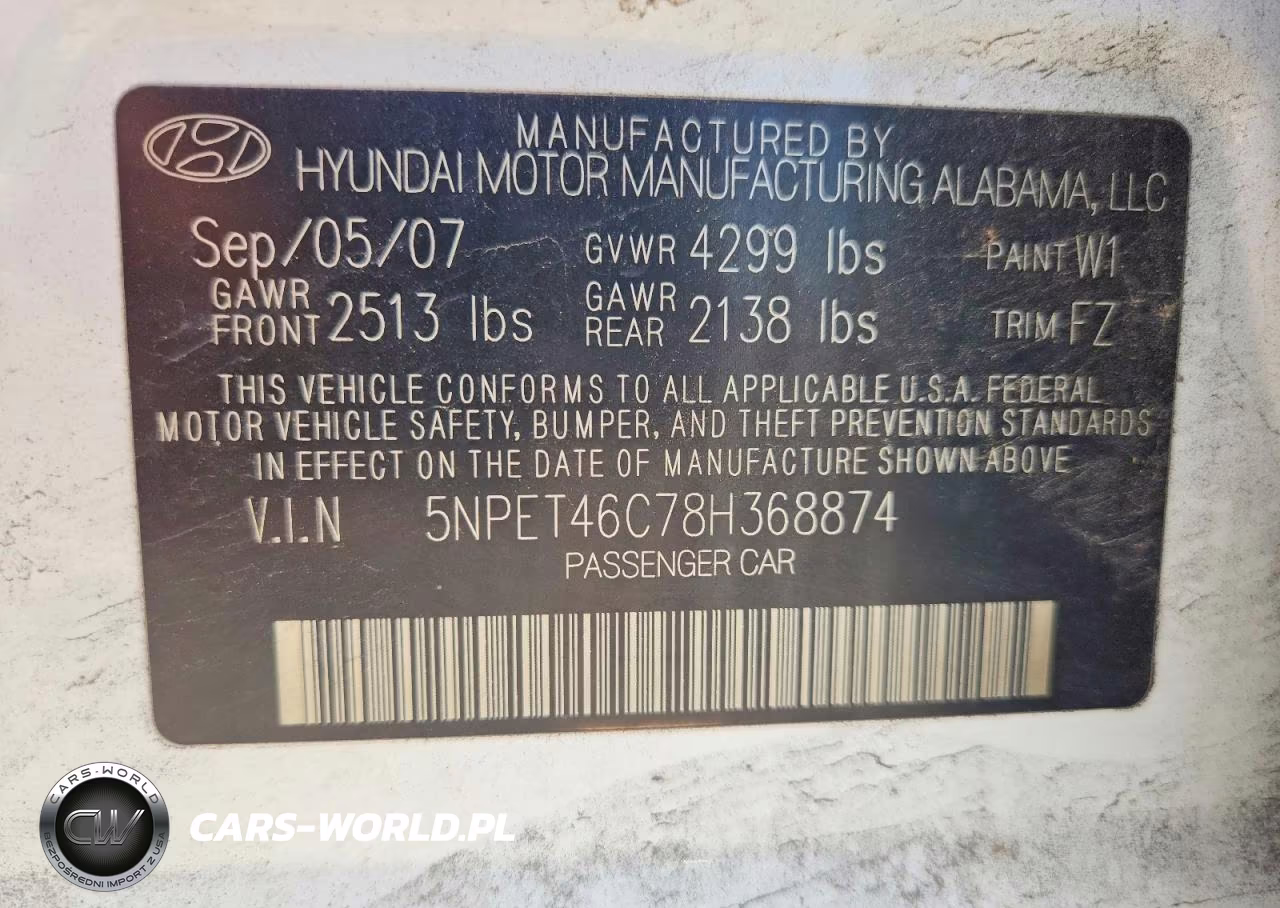 2008 Hyundai Sonata Gls VIN:5NPET46C78H368874 - 13