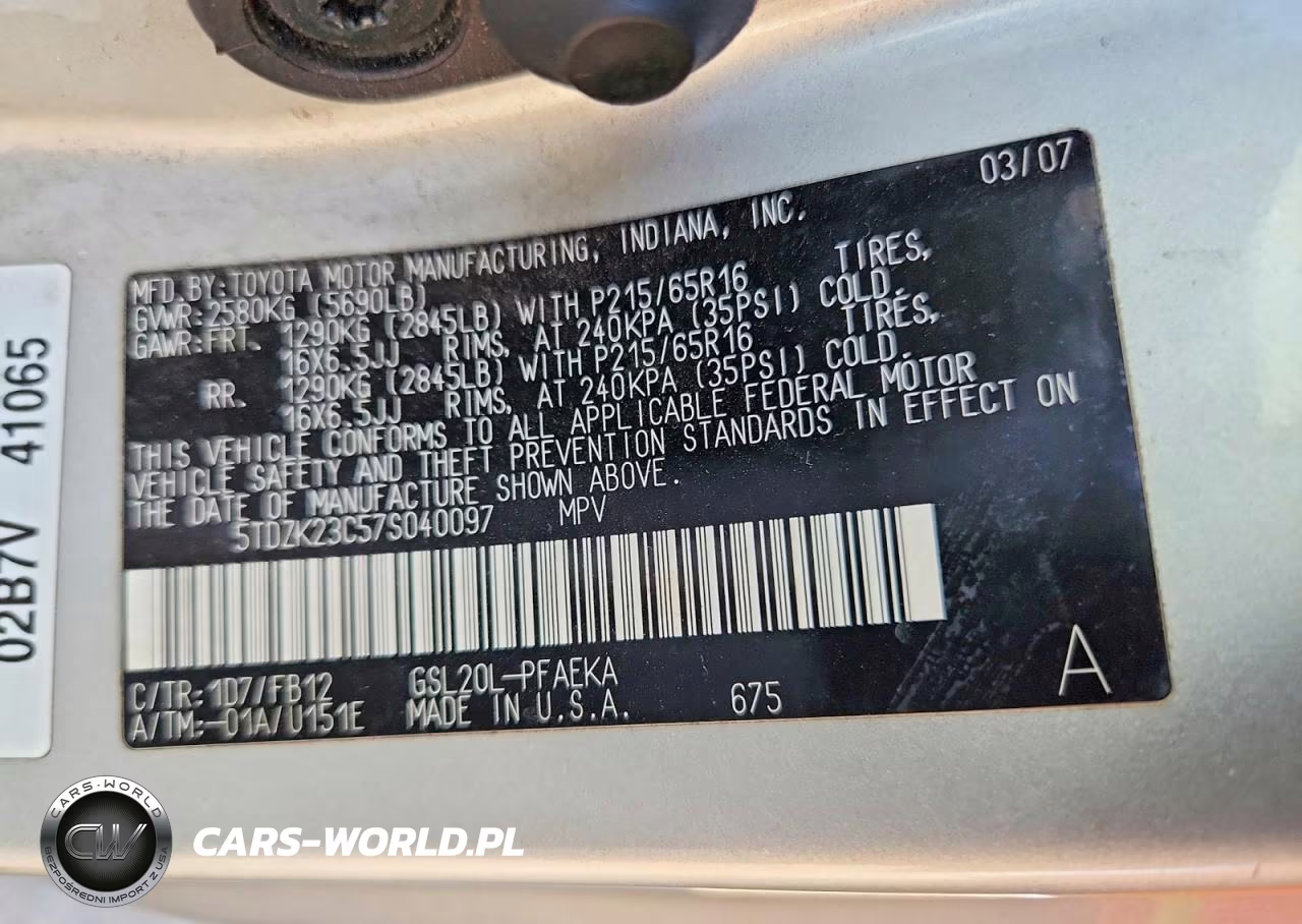 2007 Toyota Sienna Ce 7-Passenger VIN:5TDZK23C57S040097 - 13