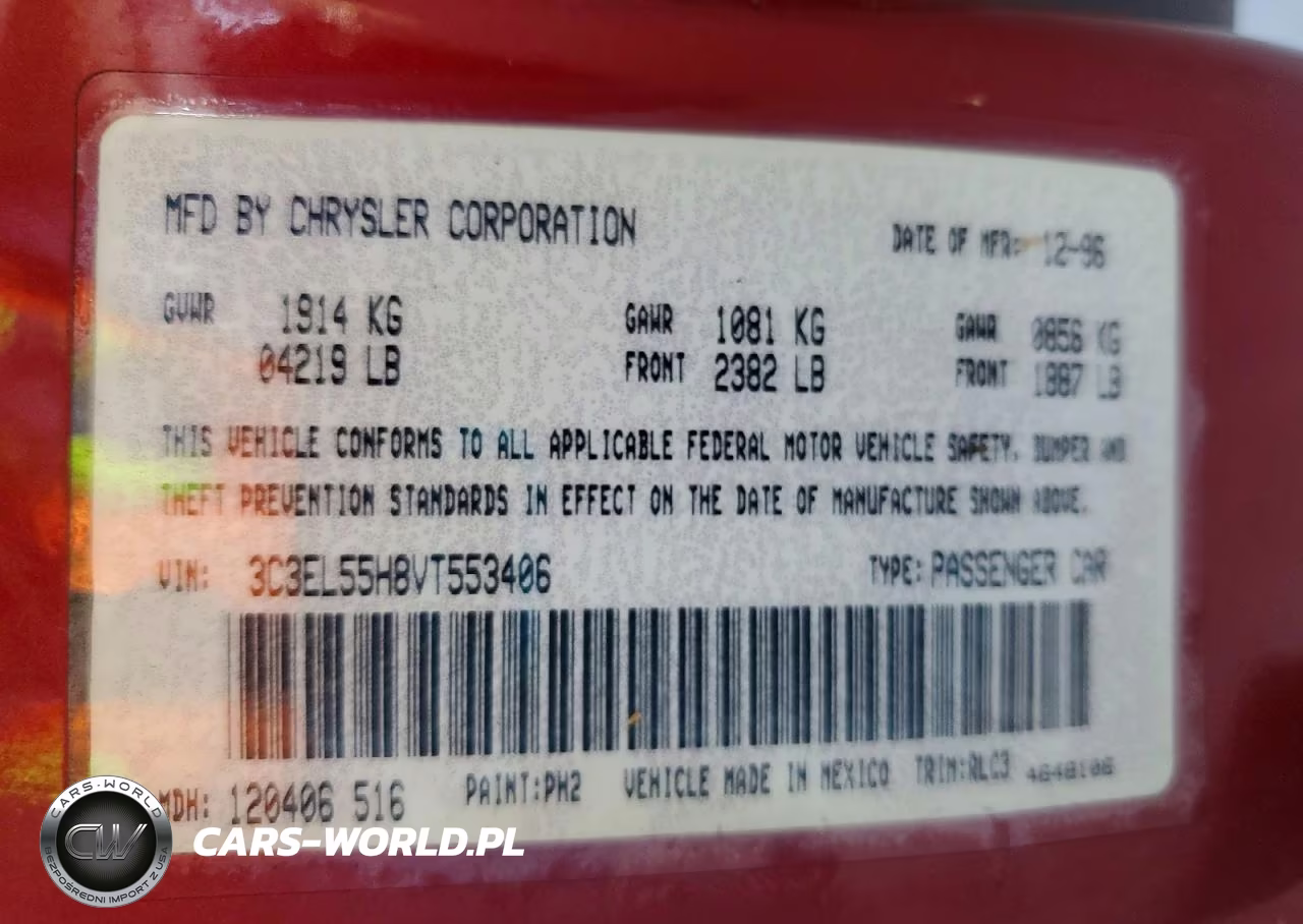 1997 Chrysler Sebring Jxi VIN:3C3EL55H8VT553406 - 12