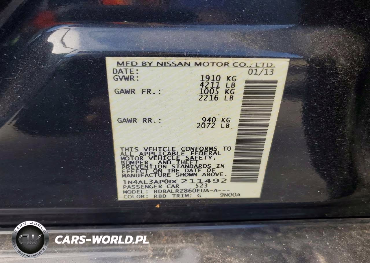 2013 Nissan Altima 2.5 VIN:1N4AL3AP0DC211492 - 12