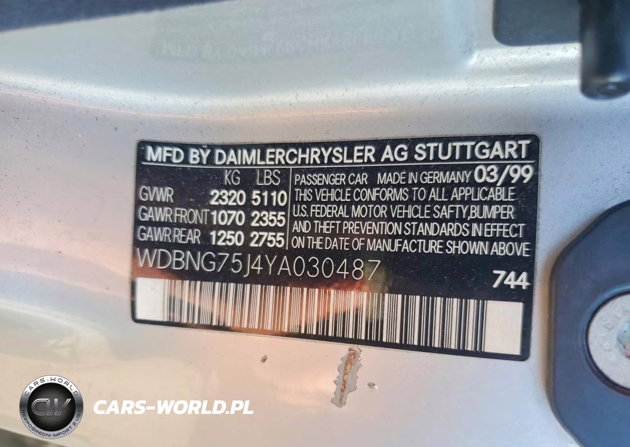2000 Mercedes-Benz S 500 VIN:WDBNG75J4YA030487 - 12