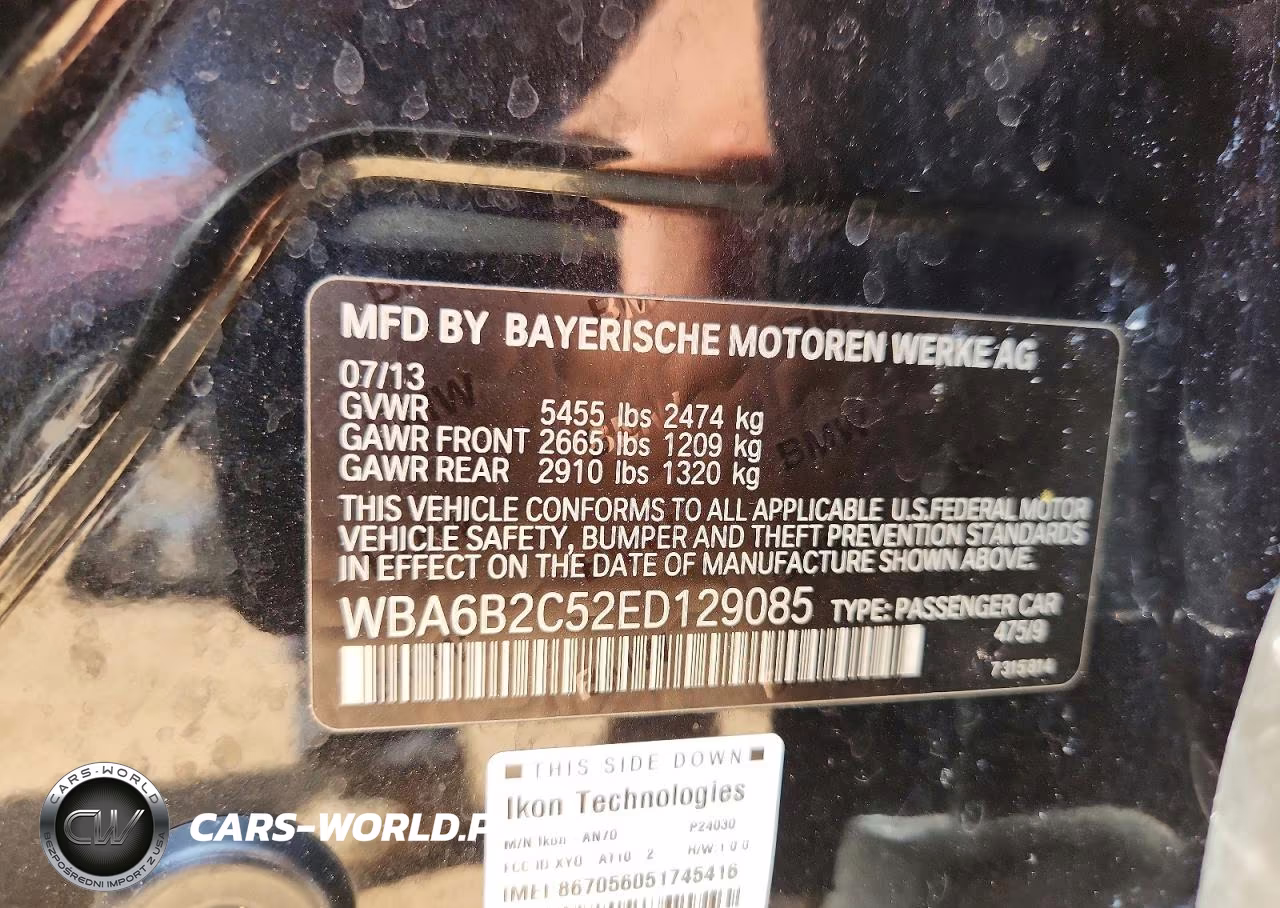 2014 BMW 650 I Gran Coupe VIN:WBA6B2C52ED129085 - 12
