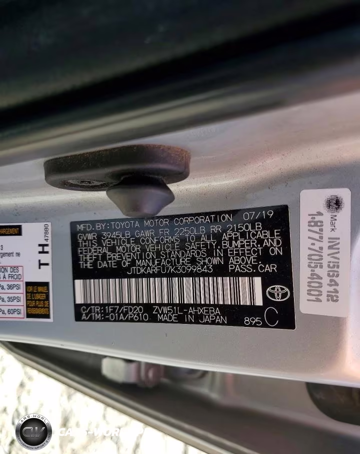 2019 Toyota Prius Le VIN:JTDKARFU7K3099843 - 12