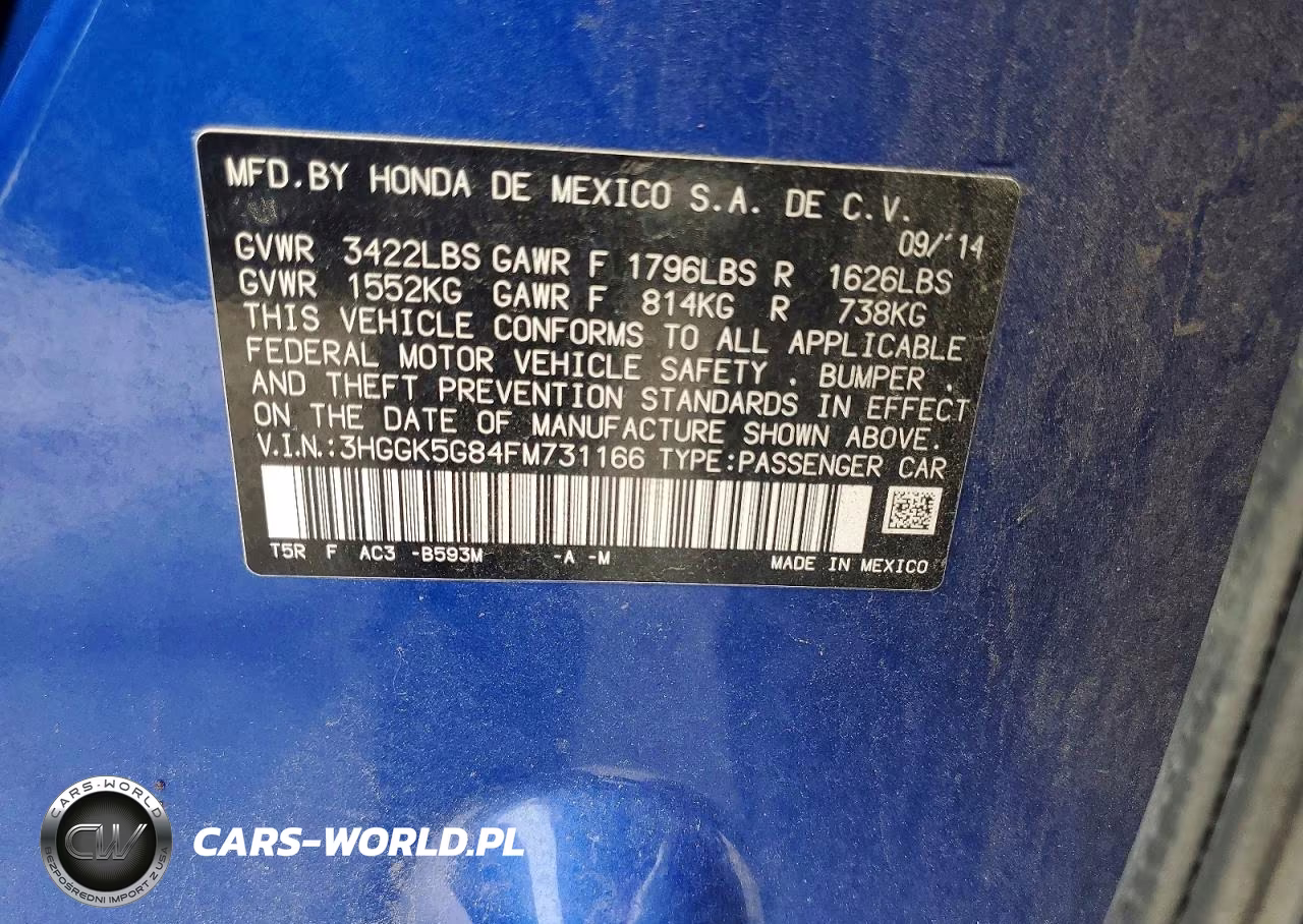 2015 Honda Fit Ex VIN:3HGGK5G84FM731166 - 14