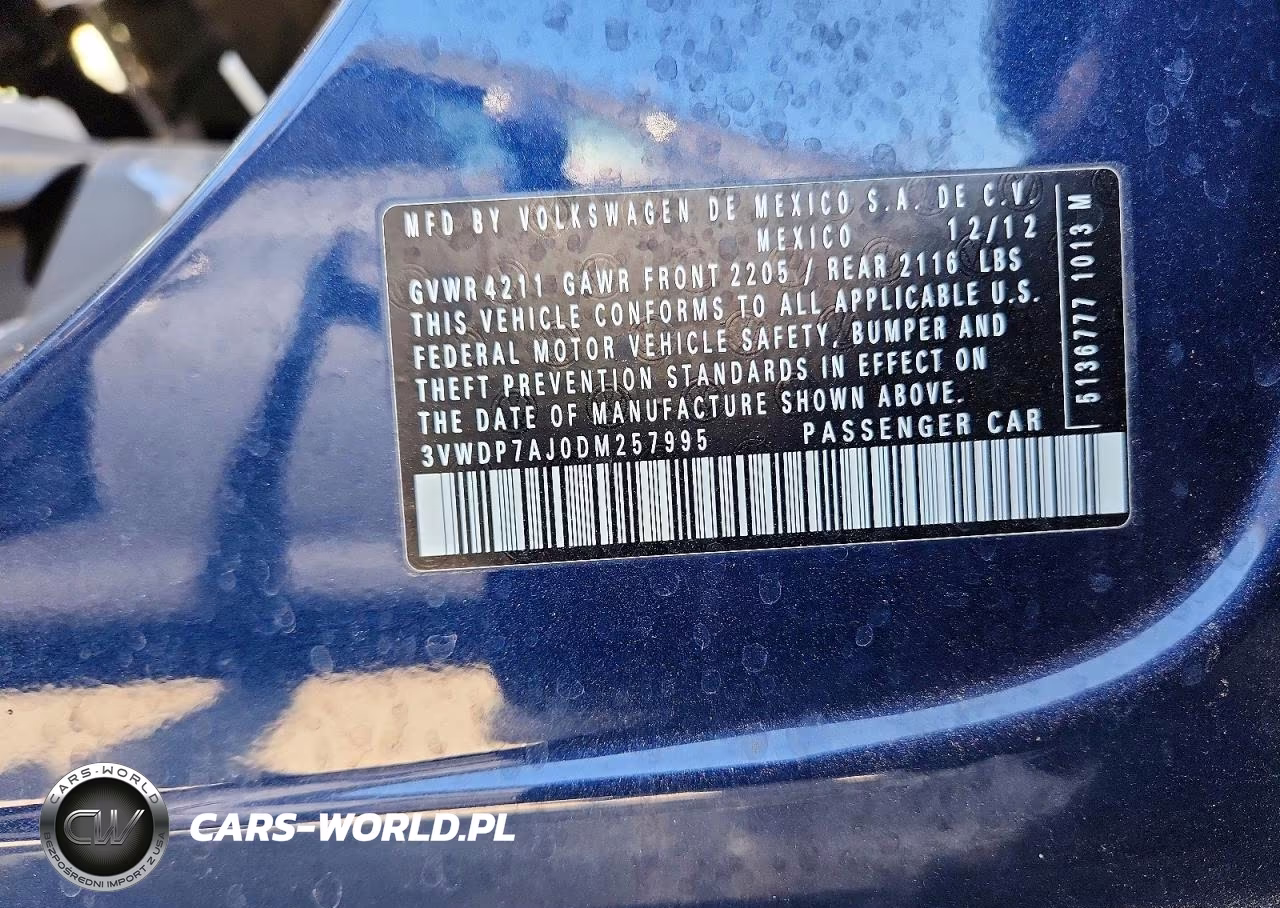 2013 Volkswagen Jetta Se VIN:3VWDP7AJ0DM257995 - 12