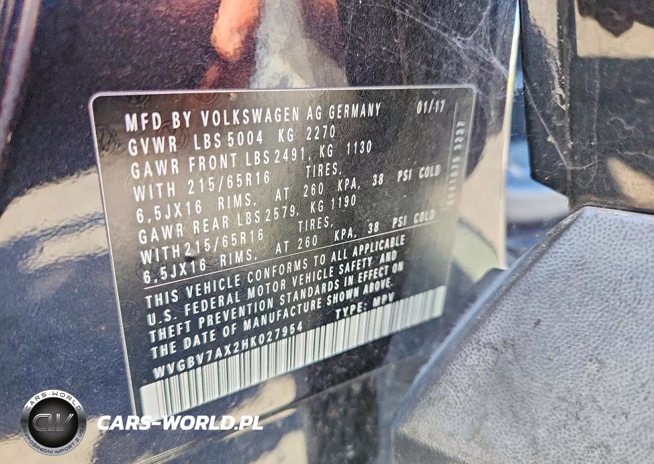 2017 Volkswagen Tiguan S VIN:WVGBV7AX2HK027954 - 12