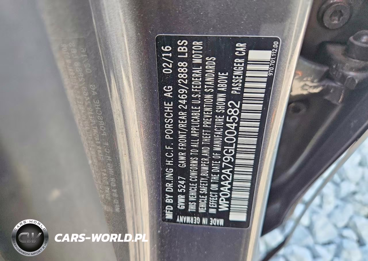 2016 Porsche Panamera 2 VIN:WP0AA2A79GL004582 - 12