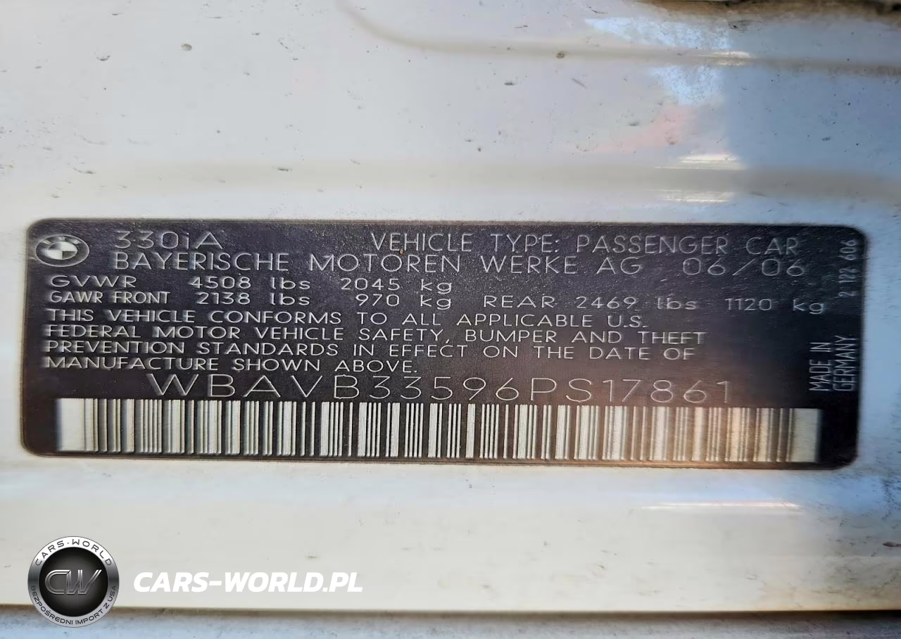 2006 BMW 330 I VIN:WBAVB33596PS17861 - 12