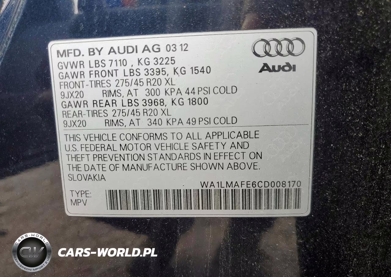 2012 Audi Q7 Premium Plus VIN:WA1LMAFE6CD008170 - 13