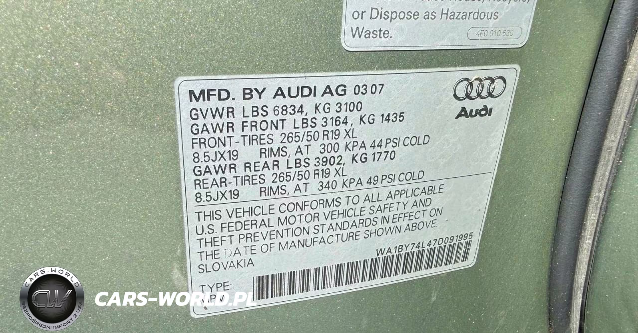 2007 Audi Q7 3.6 Quattro Premium VIN:WA1BY74L47D091995 - 10