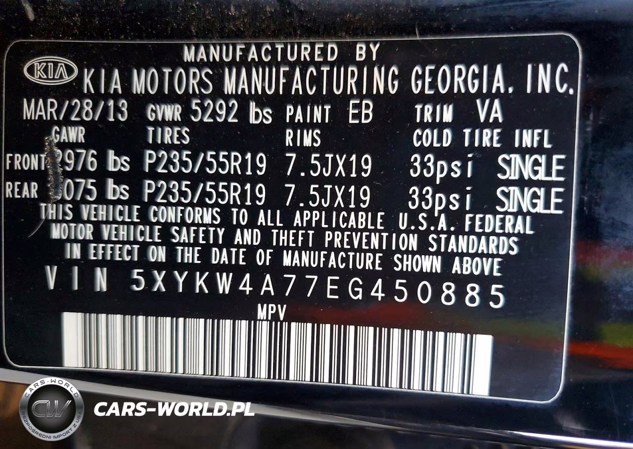 2014 Kia Sorento Sx Limited VIN:5XYKW4A77EG450885 - 13