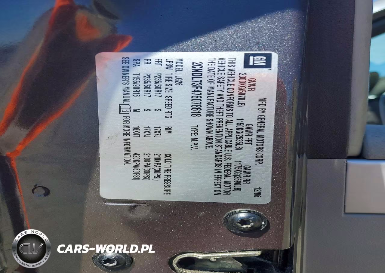 2007 Chevrolet Equinox Lt VIN:2CNDL73F476078618 - 14