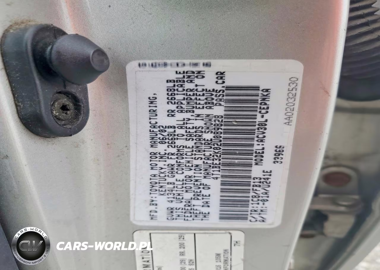 2002 Toyt Camry VIN:4T1BE32K02U089828 - 12