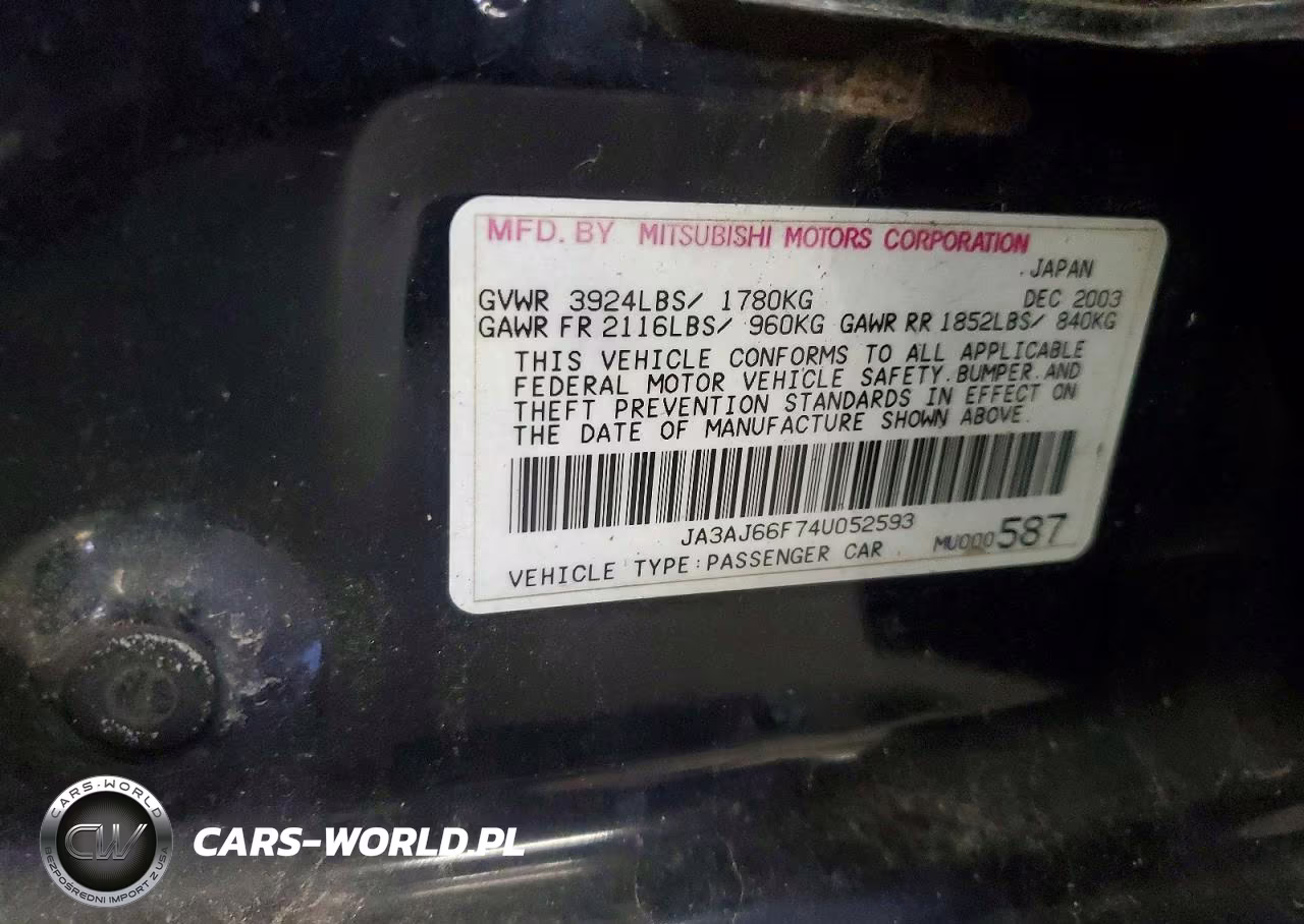 2004 Mitsubishi Lancer Ralliart VIN:JA3AJ66F74U052593 - 12