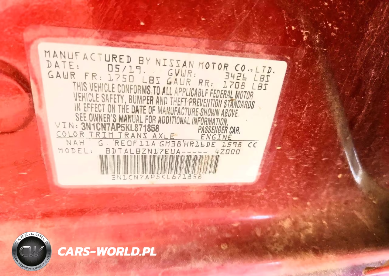 2019 Nissan Versa Sv VIN:3N1CN7AP5KL871858 - 12