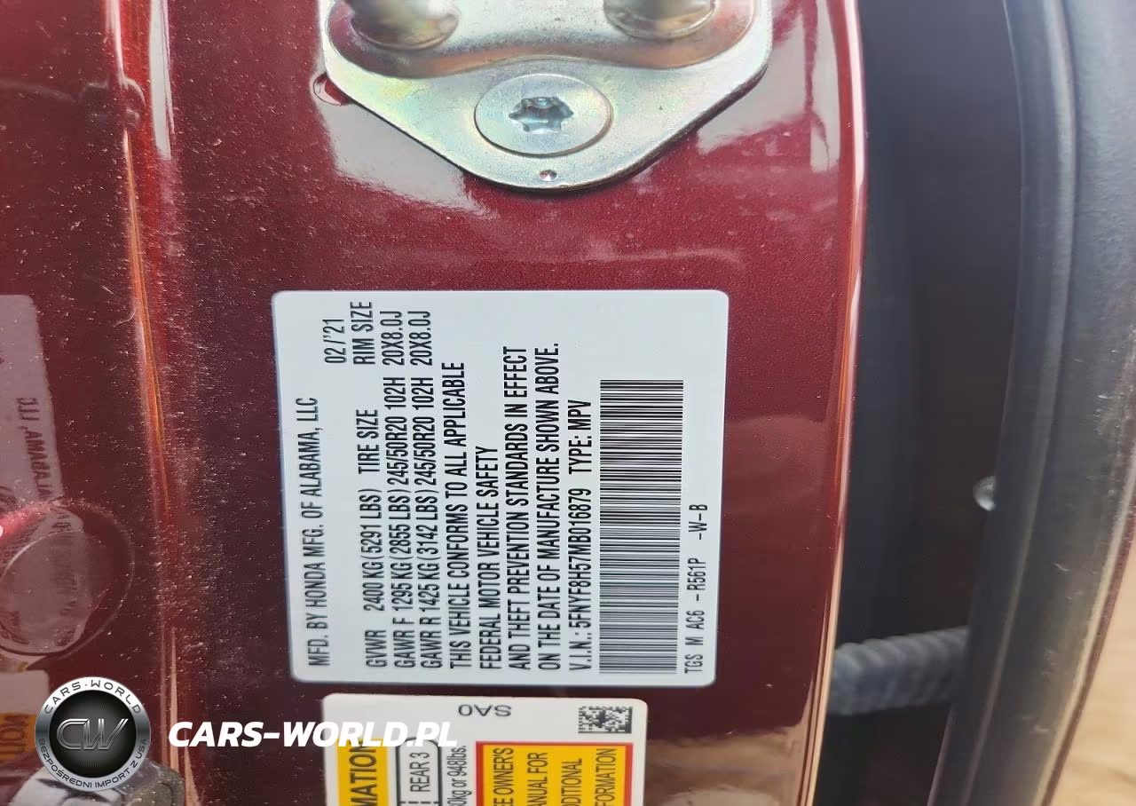 2021 Honda Passport Exl VIN:5FNYF8H57MB016879 - 12