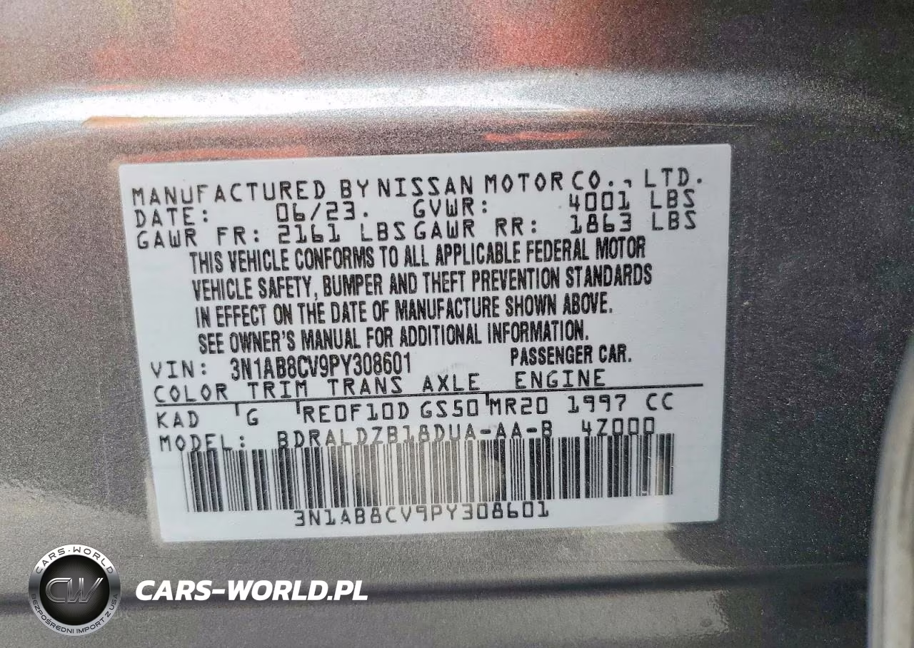 2023 Nissan Sentra Sv VIN:3N1AB8CV9PY308601 - 13