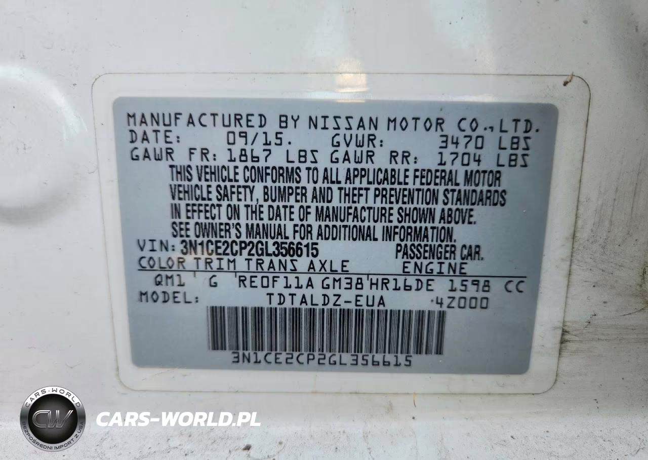 2016 Nissan Versa Note Sv VIN:3N1CE2CP2GL356615 - 12