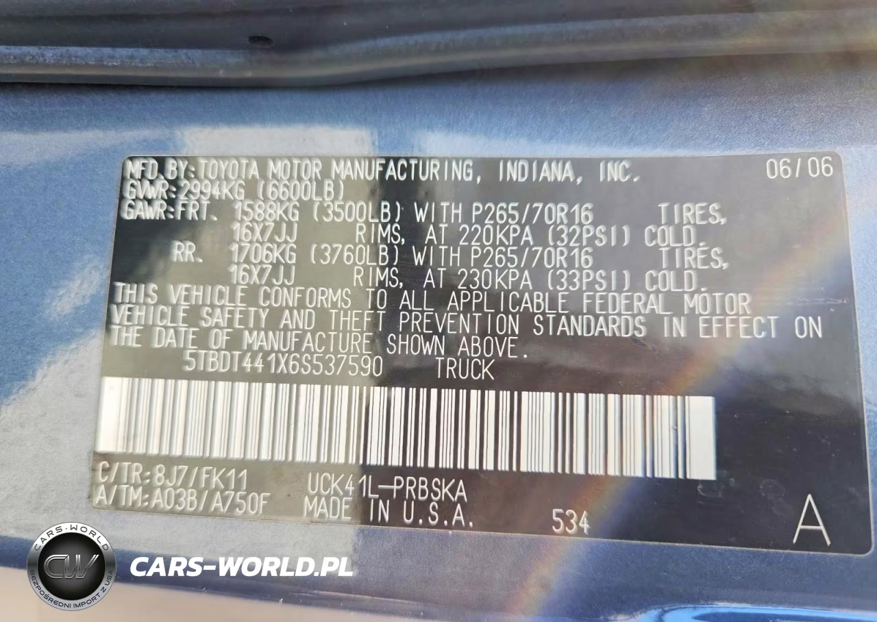 2006 Toyota Tundra Double Cab Sr5 VIN:5TBDT441X6S537590 - 12