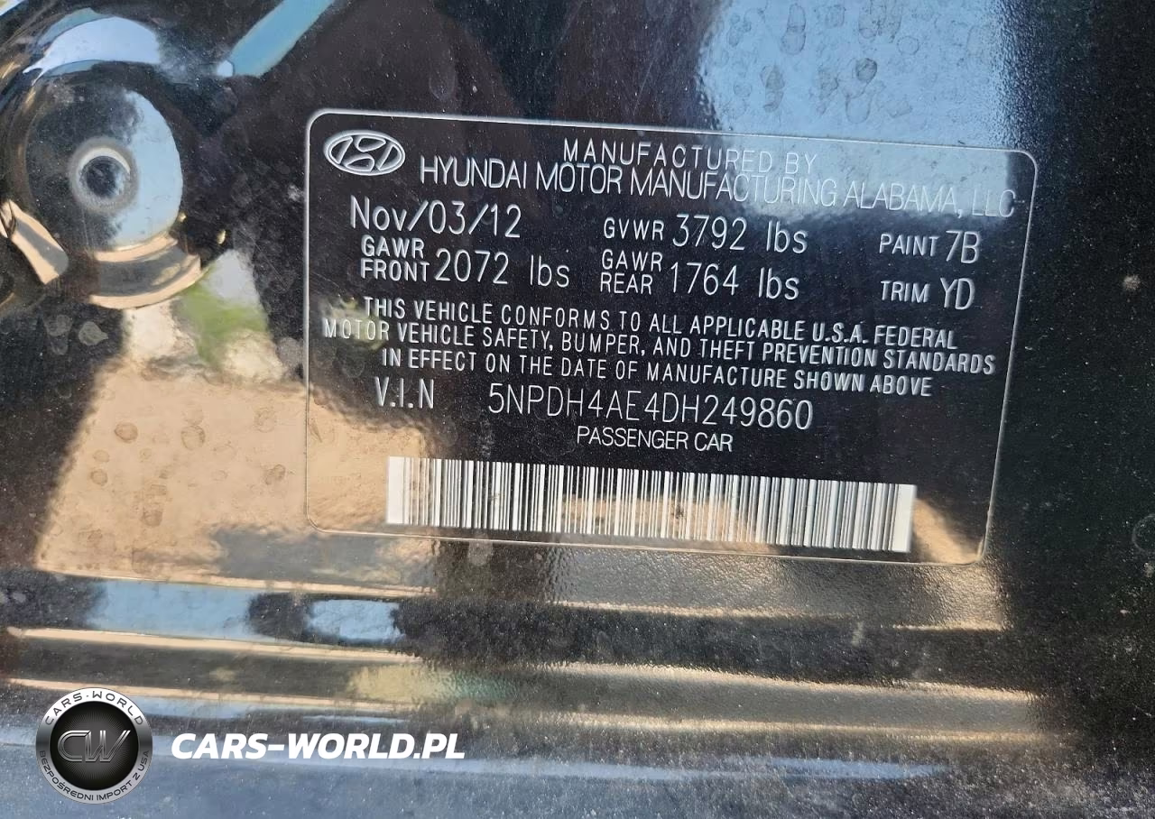 2013 Hyundai Elantra Limited VIN:5NPDH4AE4DH249860 - 13