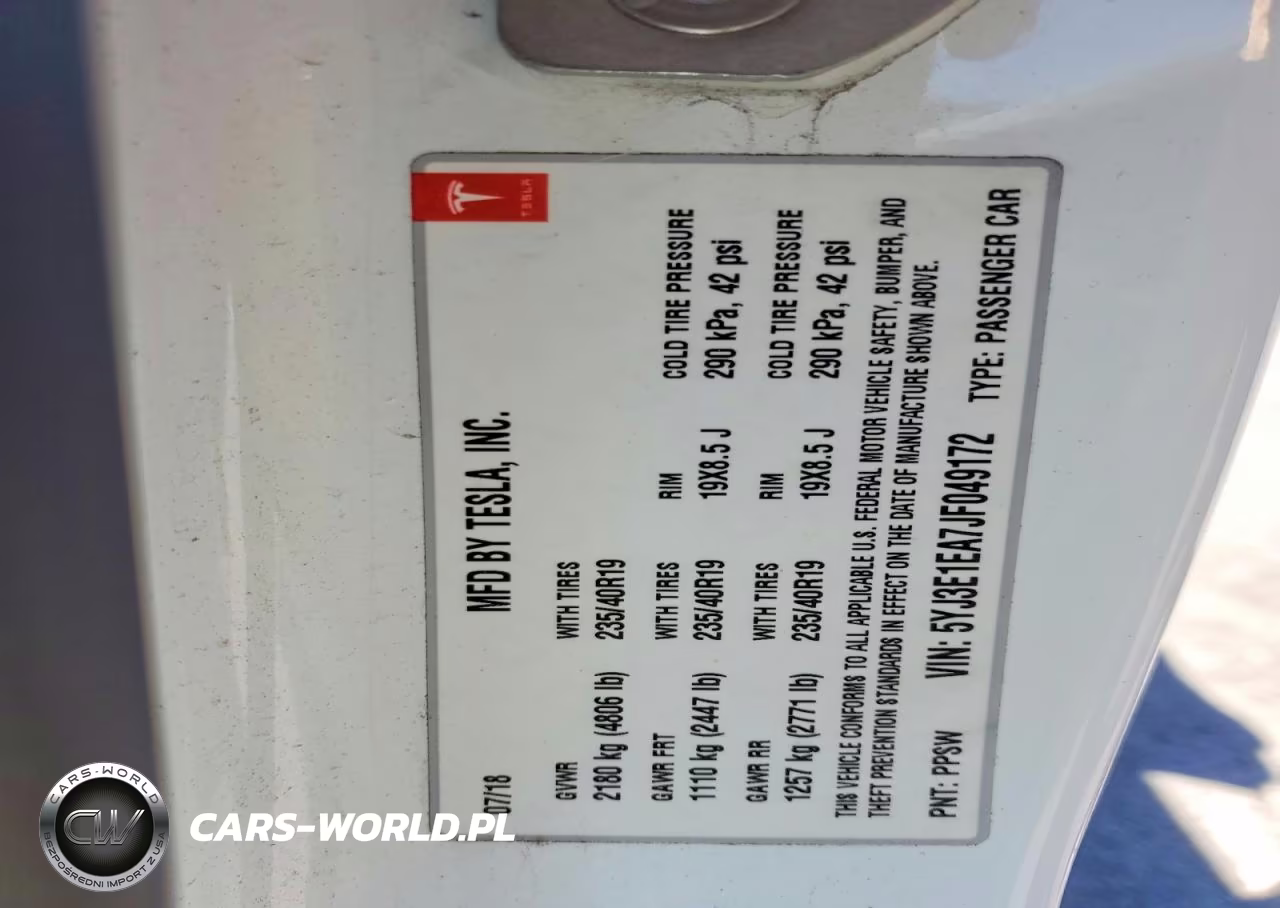 2018 Tesla Model 3 VIN:5YJ3E1EA7JF049172 - 12