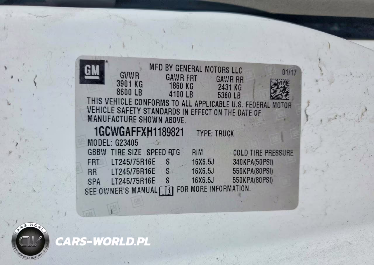 2017 Chevrolet Express G2500 VIN:1GCWGAFFXH1189821 - 12