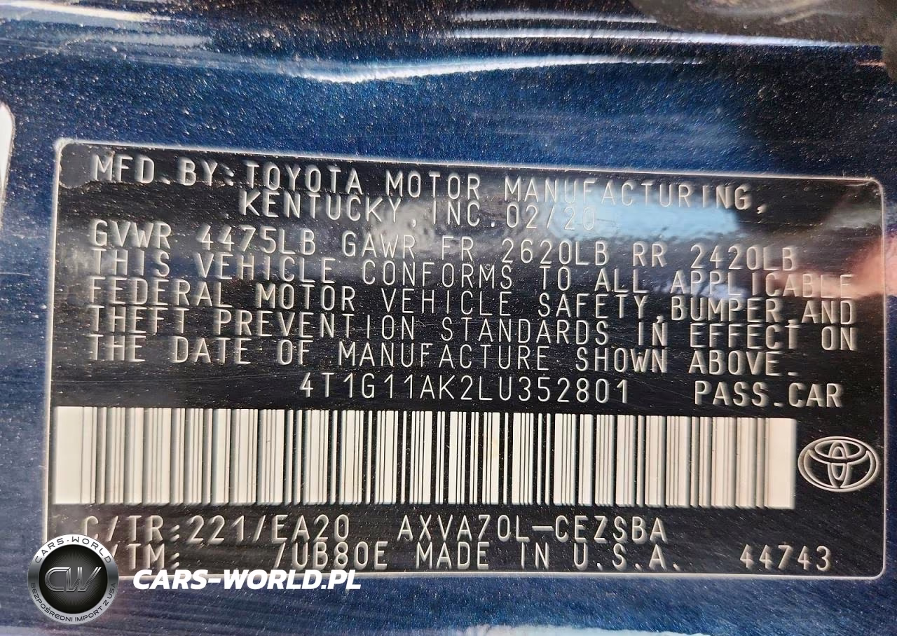 2020 Toyota Camry Se VIN:4T1G11AK2LU352801 - 13