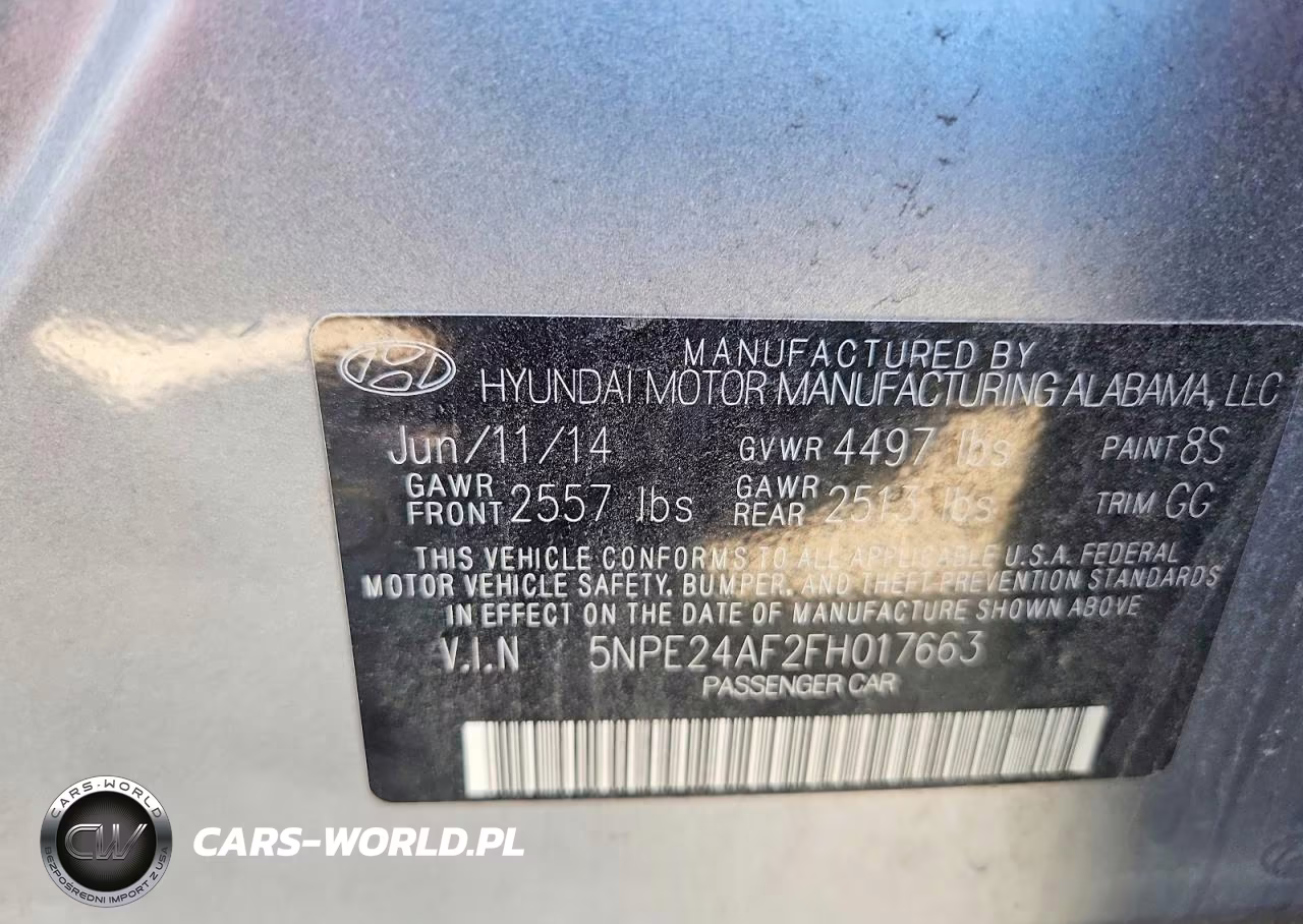 2015 Hyundai Sonata Se VIN:5NPE24AF2FH017663 - 12