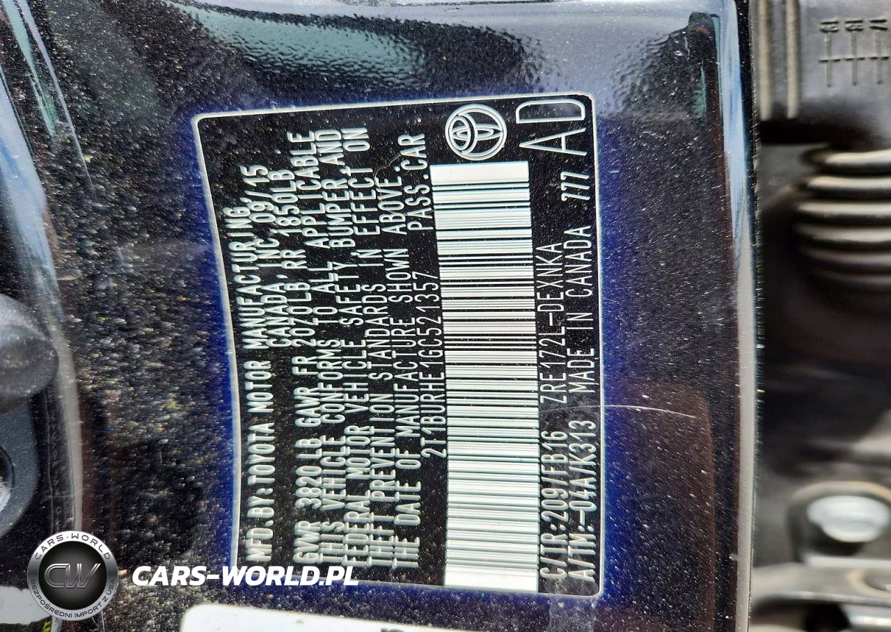 2016 Toyota Corolla Le VIN:2T1BURHE1GC521357 - 12