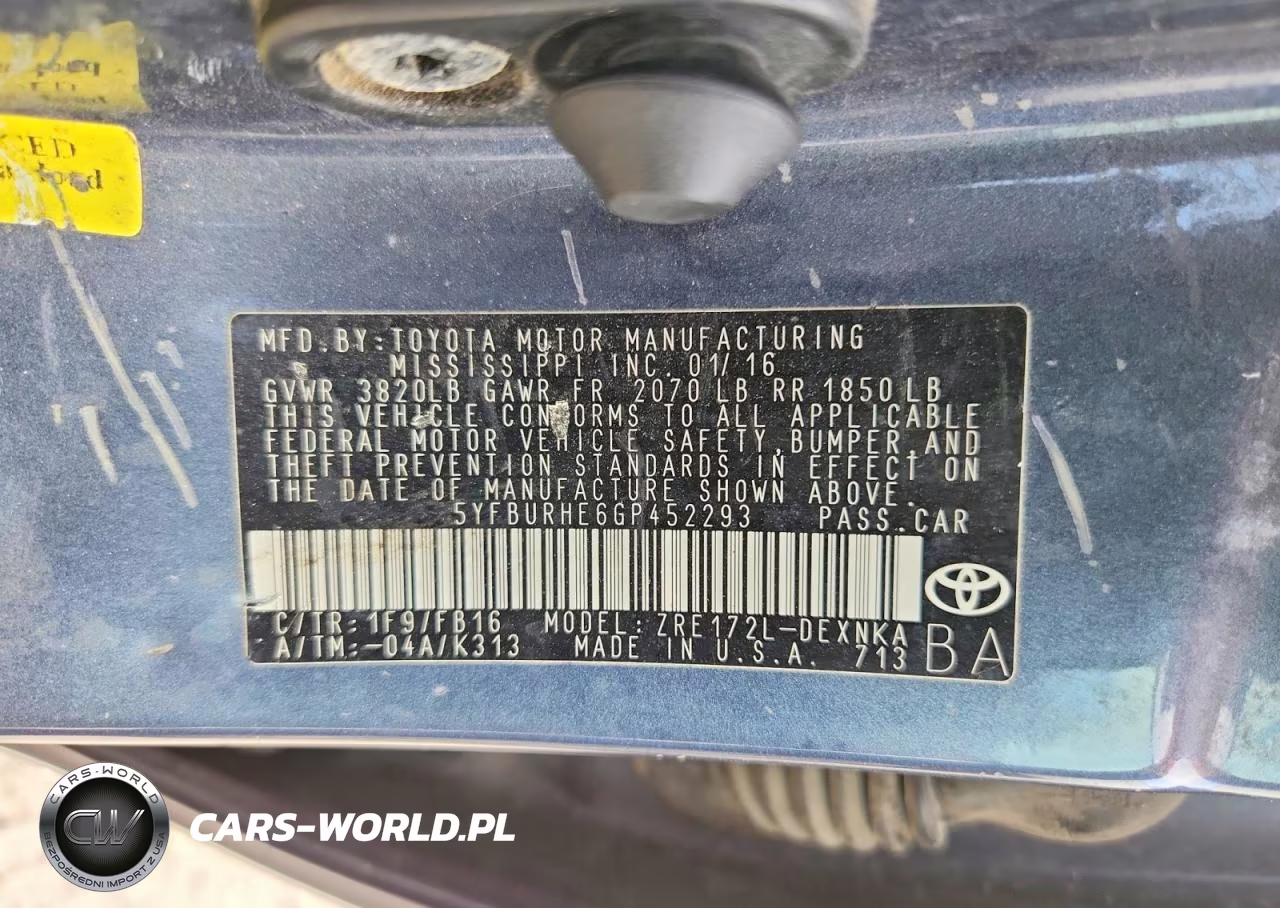 2016 Toyota Corolla Le VIN:5YFBURHE6GP452293 - 12