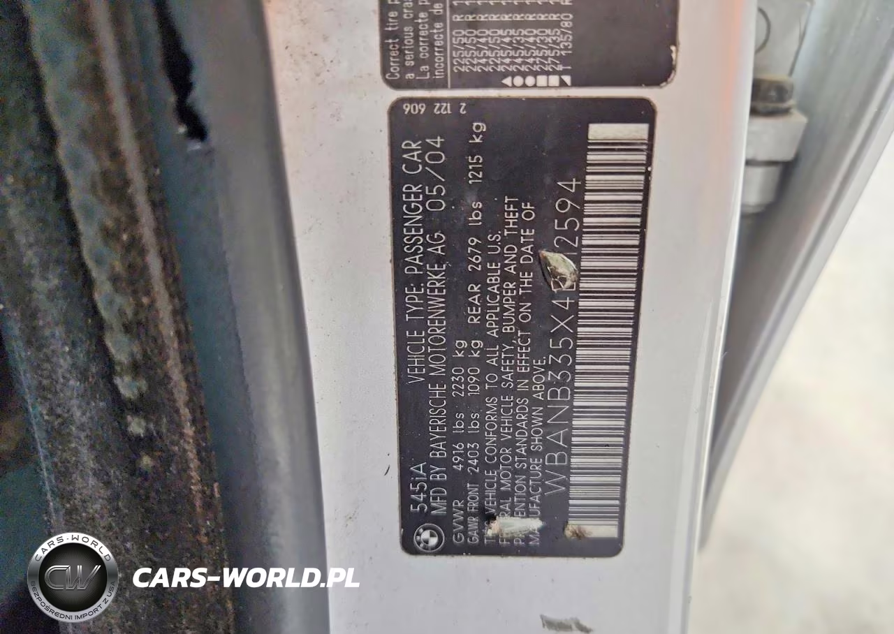 2004 BMW 545 I VIN:WBANB335X4B112594 - 12