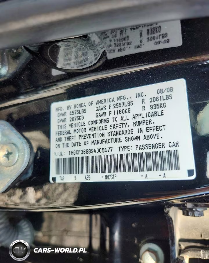2009 Honda Accord Exl VIN:1HGCP36889A005477 - 12
