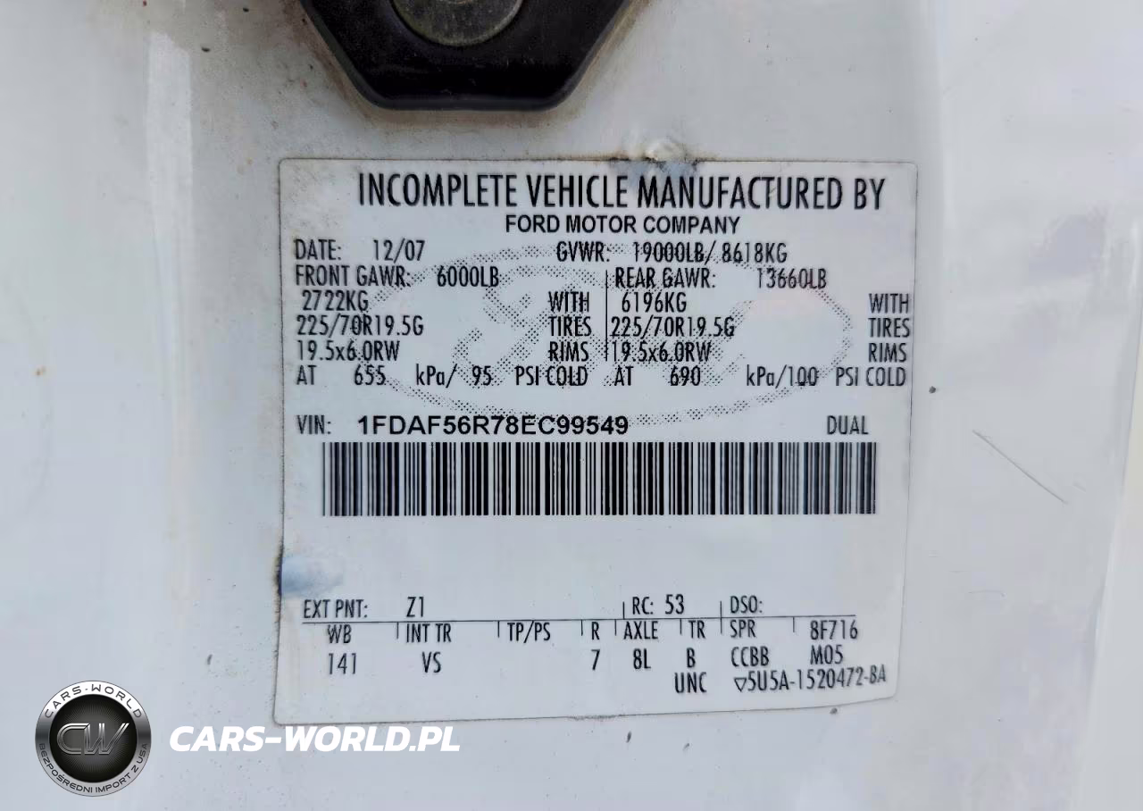 2008 Ford F550 Super Duty VIN:1FDAF56R78EC99549 - 12