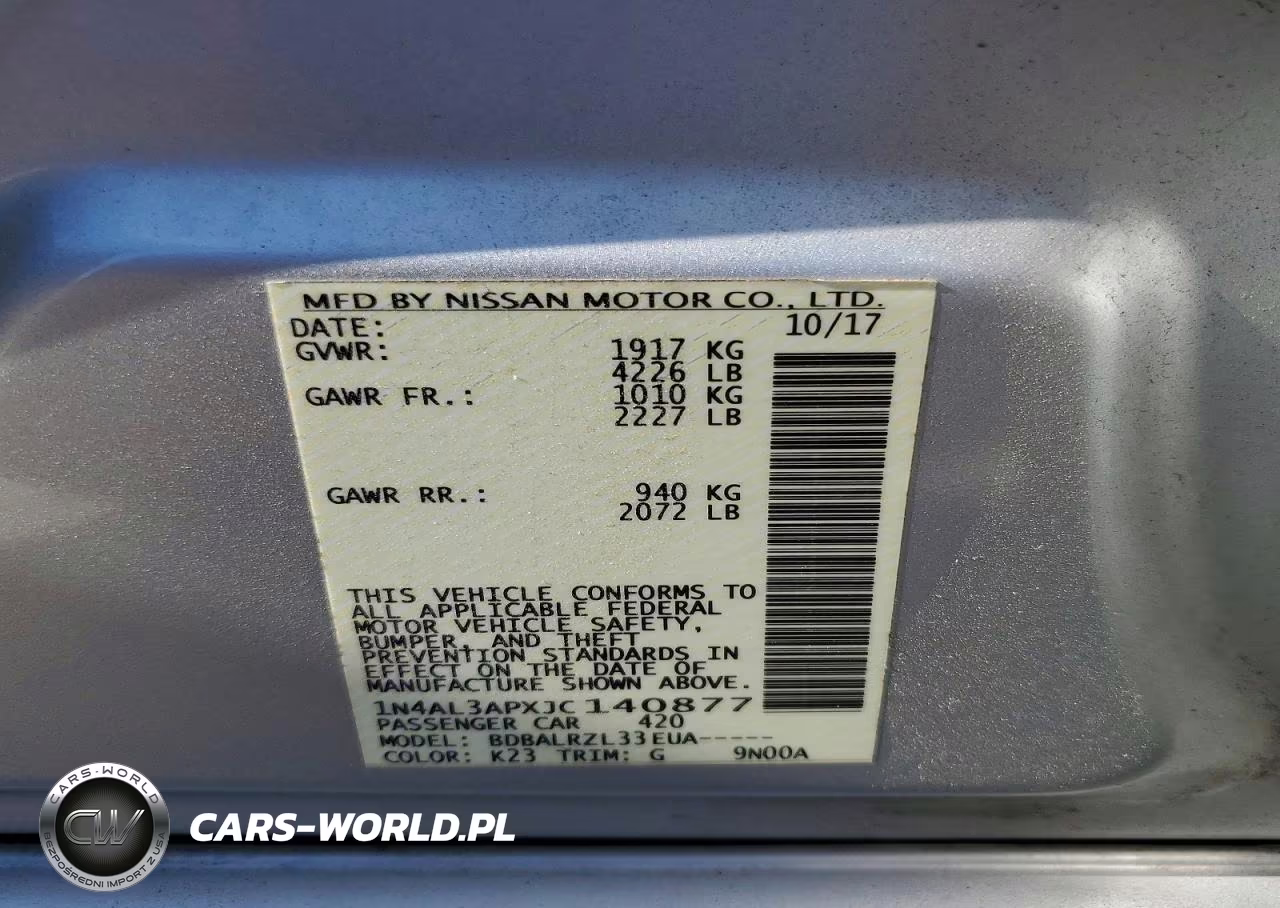 2018 Nissan Altima 2.5 Sl VIN:1N4AL3APXJC140877 - 12