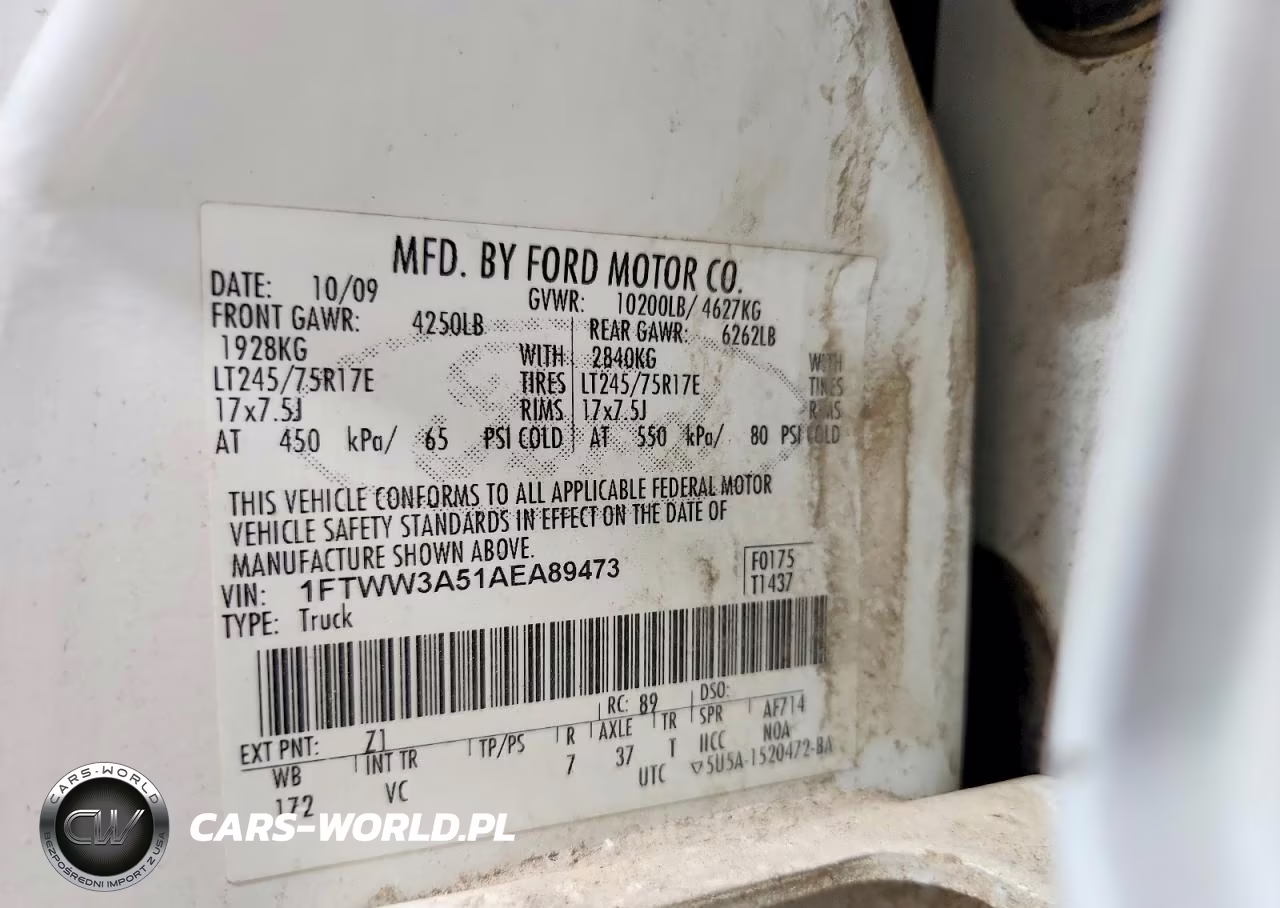2010 Ford F350 Super Duty VIN:1FTWW3A51AEA89473 - 12