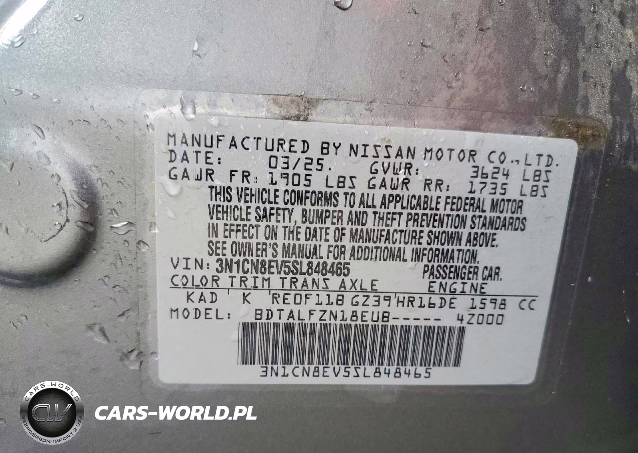 2025 Nissan Versa Sv VIN:3N1CN8EV5SL848465 - 12
