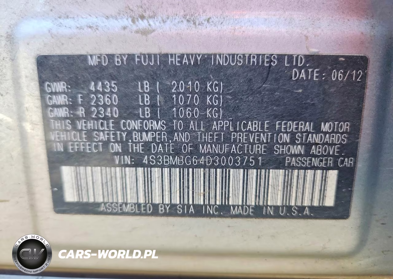 2013 Subaru Legacy 2.5I Premium VIN:4S3BMBG64D3003751 - 12