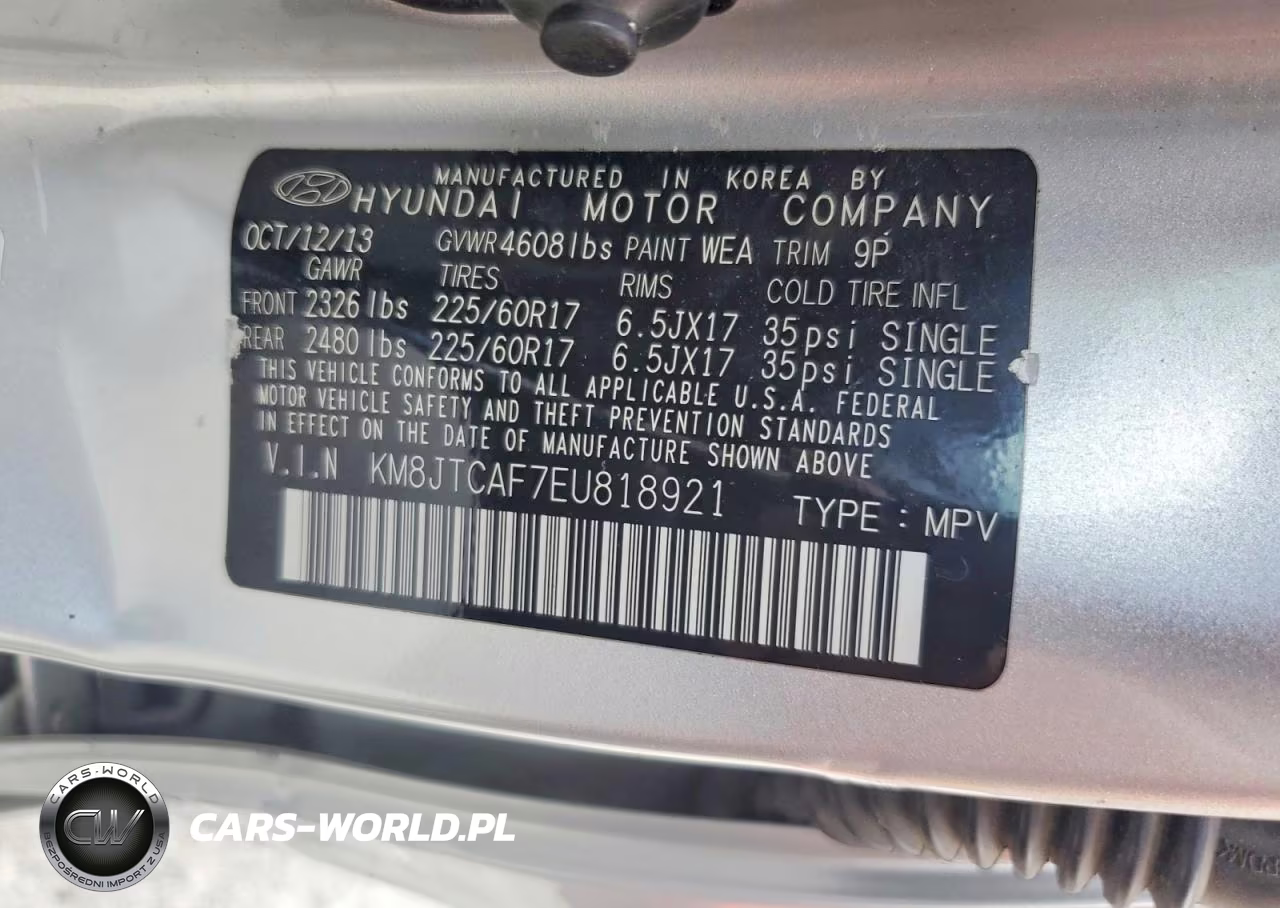 2014 Hyundai Tucson Gls VIN:KM8JTCAF7EU818921 - 14