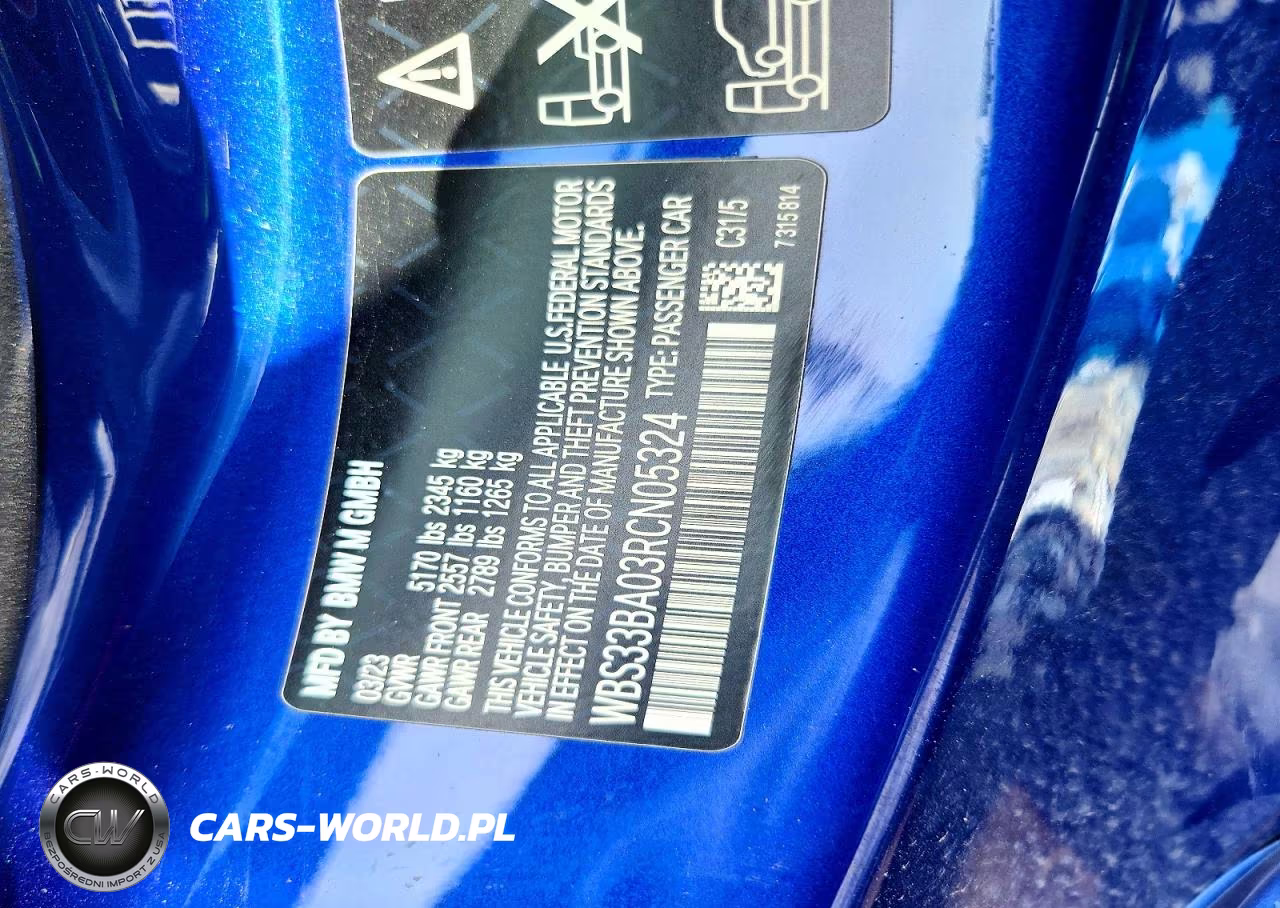 2024 BMW M4 Competition VIN:WBS33BA03RCN05324 - 12