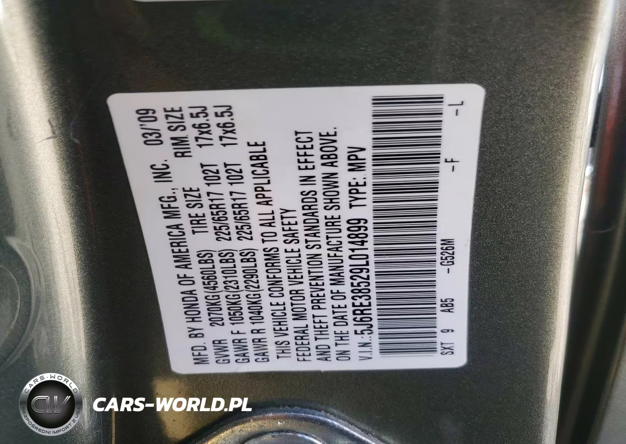 2009 Honda Cr-V Ex VIN:5J6RE38529L014899 - 12