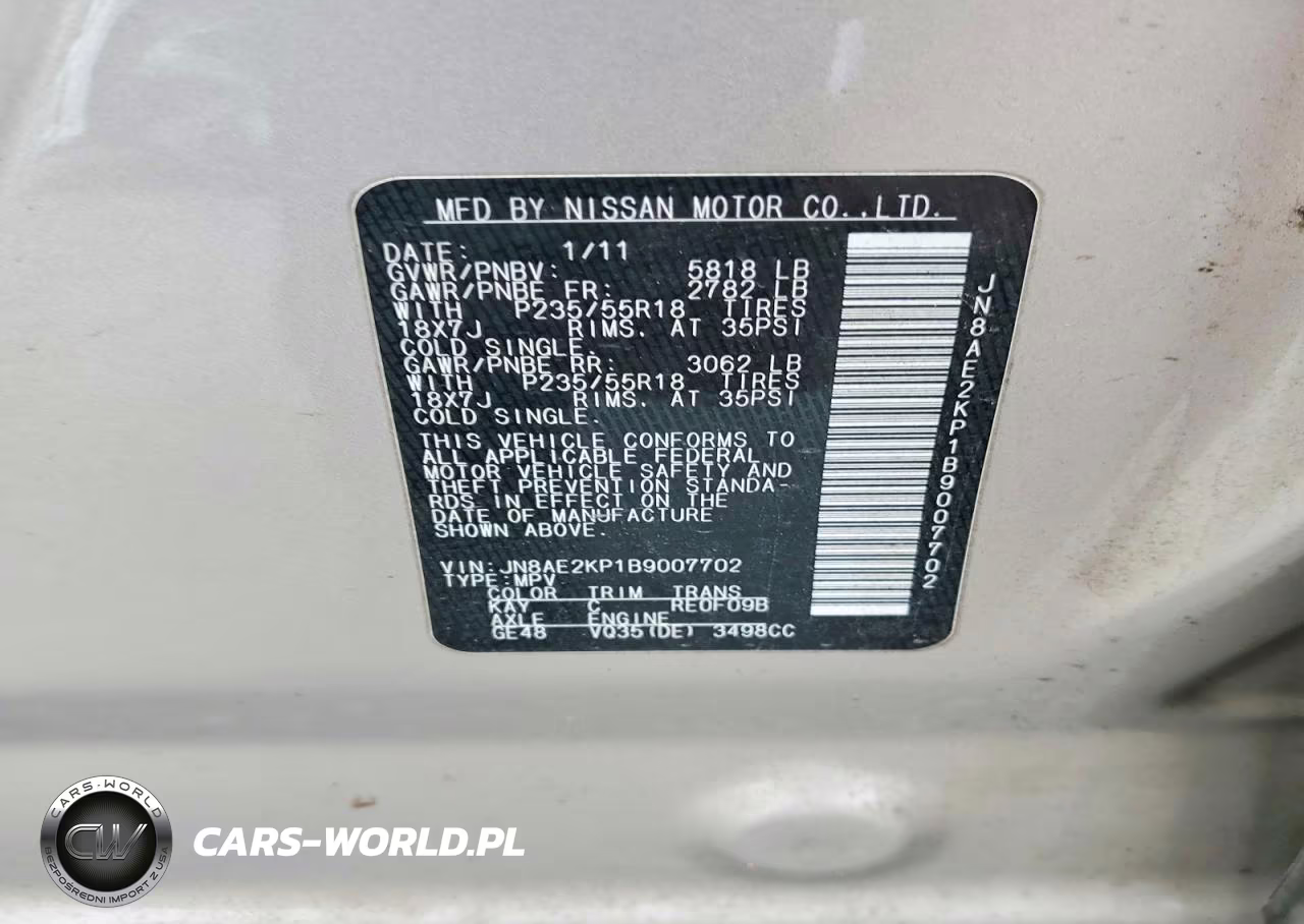 2011 Nissan Quest 3.5 S VIN:JN8AE2KP1B9007702 - 13