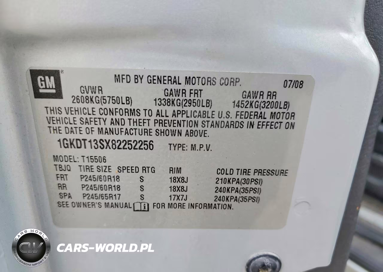 2008 GMC Envoy VIN:1GKDT13SX82252256 - 13