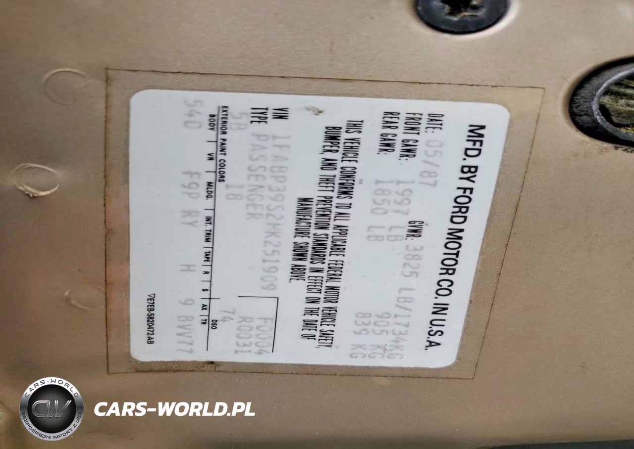 1987 Ford Tempo VIN:1FABP39S2HK251909 - 12